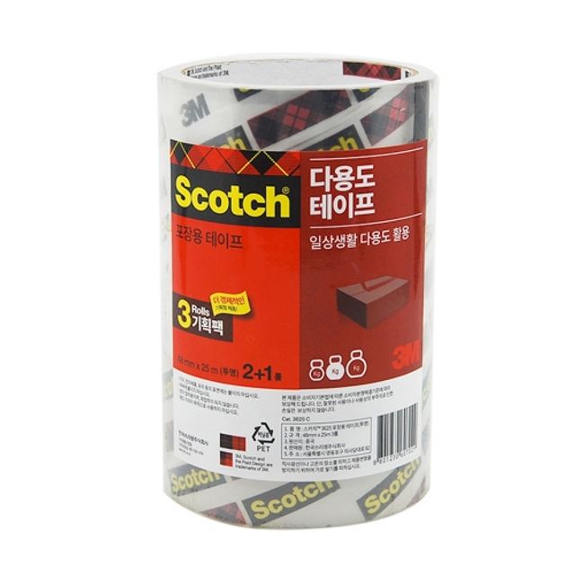 3M 포장용테이프 3625V 2+1 투명 박스(36개입) - 상품 이미지
