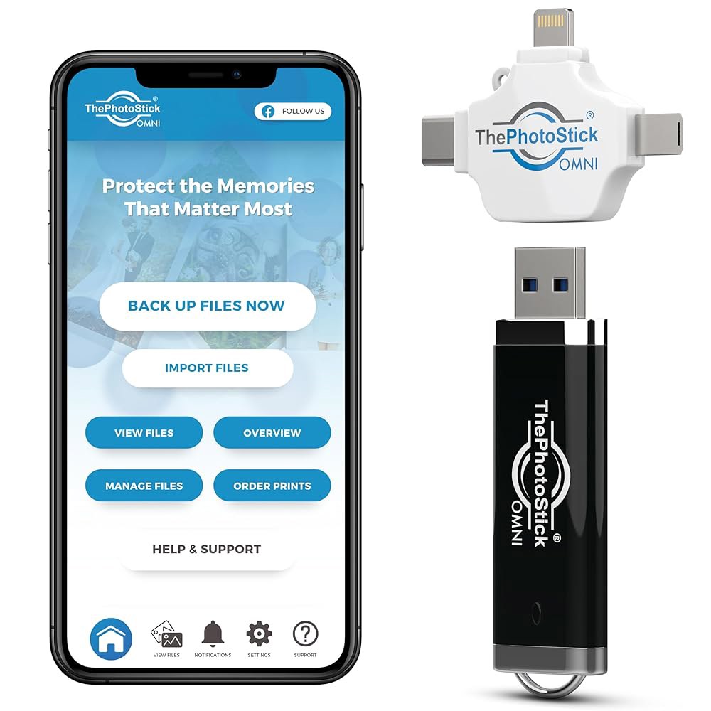 , Android, Mac 및 PC용 128GB USB 플래시 드라이브 메모리 스틱 u2013 사진 비디오 백업 파일을 쉽게 저장하고 전송할 수 있는 포토스틱 옴니 멀티포트 연결 - 상세 이미지 2