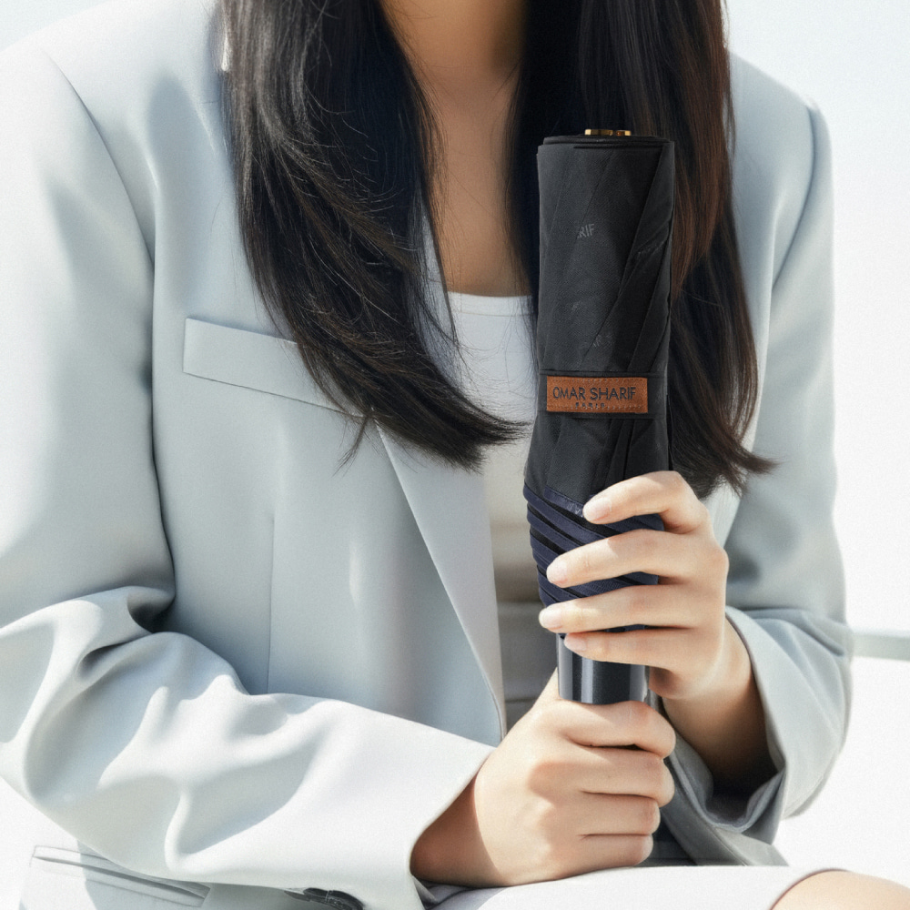오마샤리프 3단 수동 패턴 우산 양산 블랙 네이비 인쇄 판촉물 답례품 - 상세 이미지 4