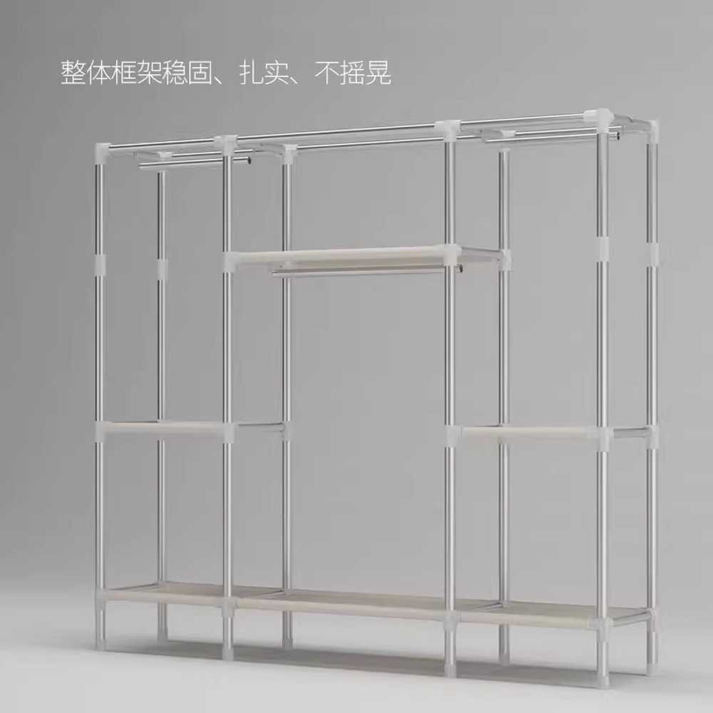 커버 옷장 커튼형 부직포 옷걸이 패브릭 드레스룸 87cm 코랄 블루 - 상세 이미지 4