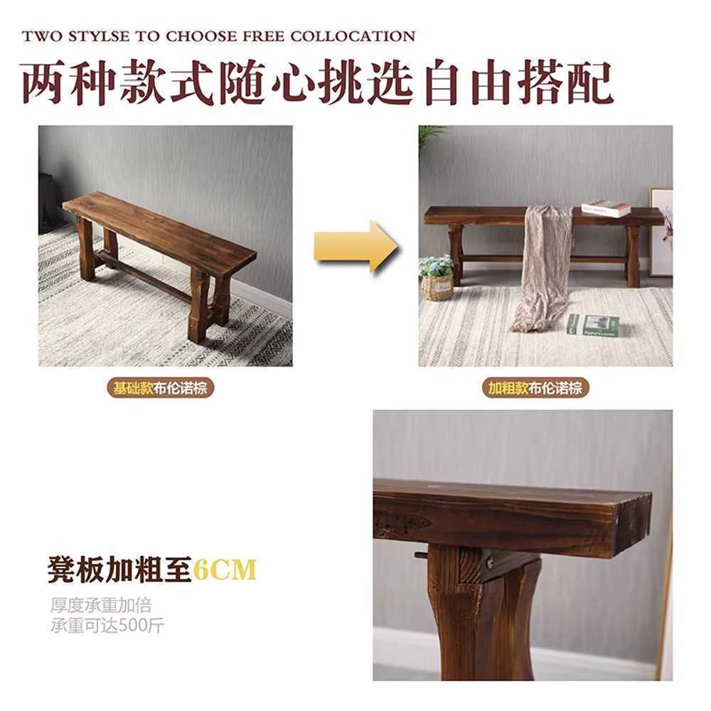 원목 벤치 고재 나무 의자 빈티지 우드 스툴 엔틱 체어 60x20x42cm - 상세 이미지 5