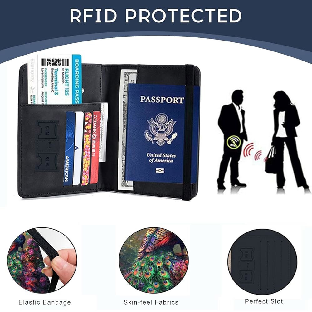 Bxgolkgd 여권 커버, RFID 차단, 공작 남성 지갑 컨템포러리 멀티 대용량 꽃, 및 슬롯 여성용, 여행용 1 Beach Shell Starfish - 상세 이미지 3