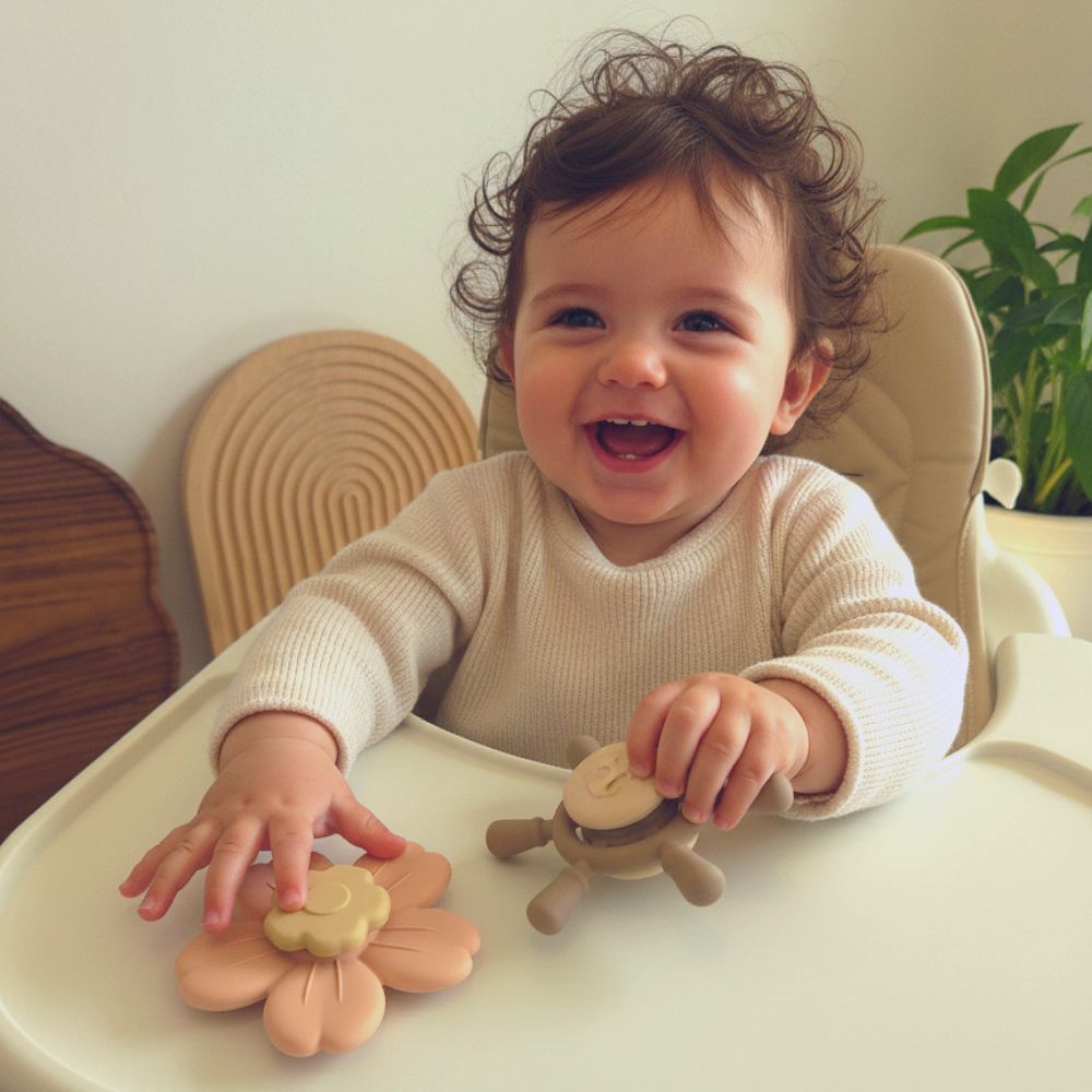 아크미 아기 흡착 회전 딸랑이 실리콘 스피너 신생아 장난감