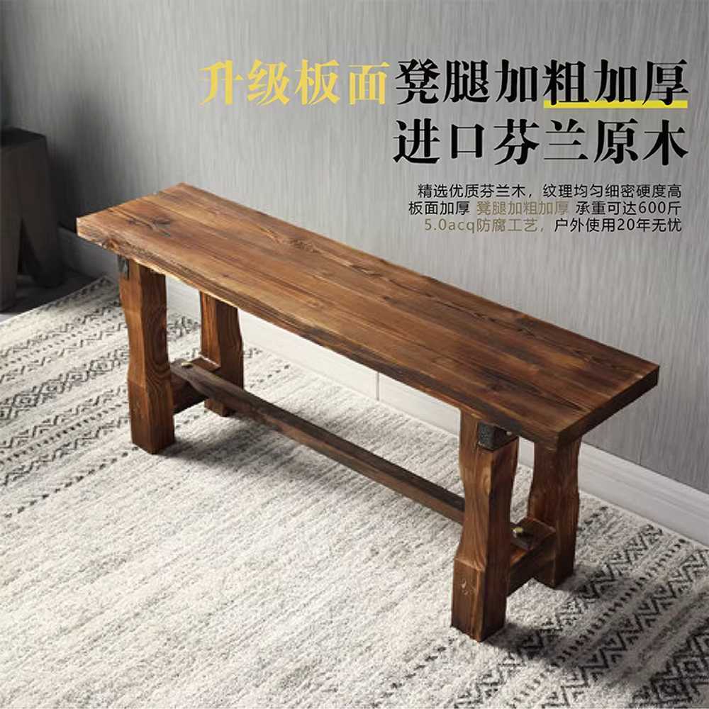 원목 벤치 고재 나무 의자 빈티지 우드 스툴 엔틱 체어 60x20x42cm - 상세 이미지 3