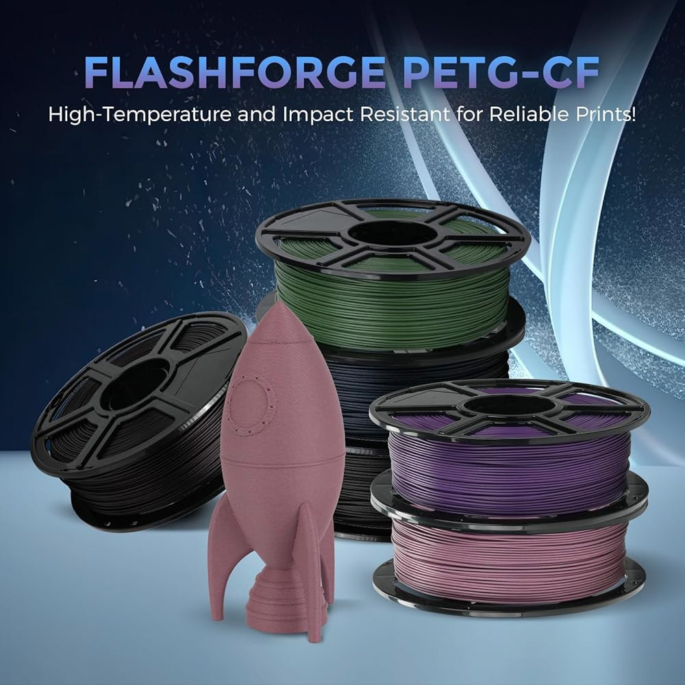 플래시포지 탄소 섬유 PETG 필라멘트 1.75mm 검정색, 강화 3D 프린터 1kg, 경량 및 고강도 PETG-CF 필라멘트, 튼튼하고 인쇄하기 쉽습니다 - 상세 이미지 3