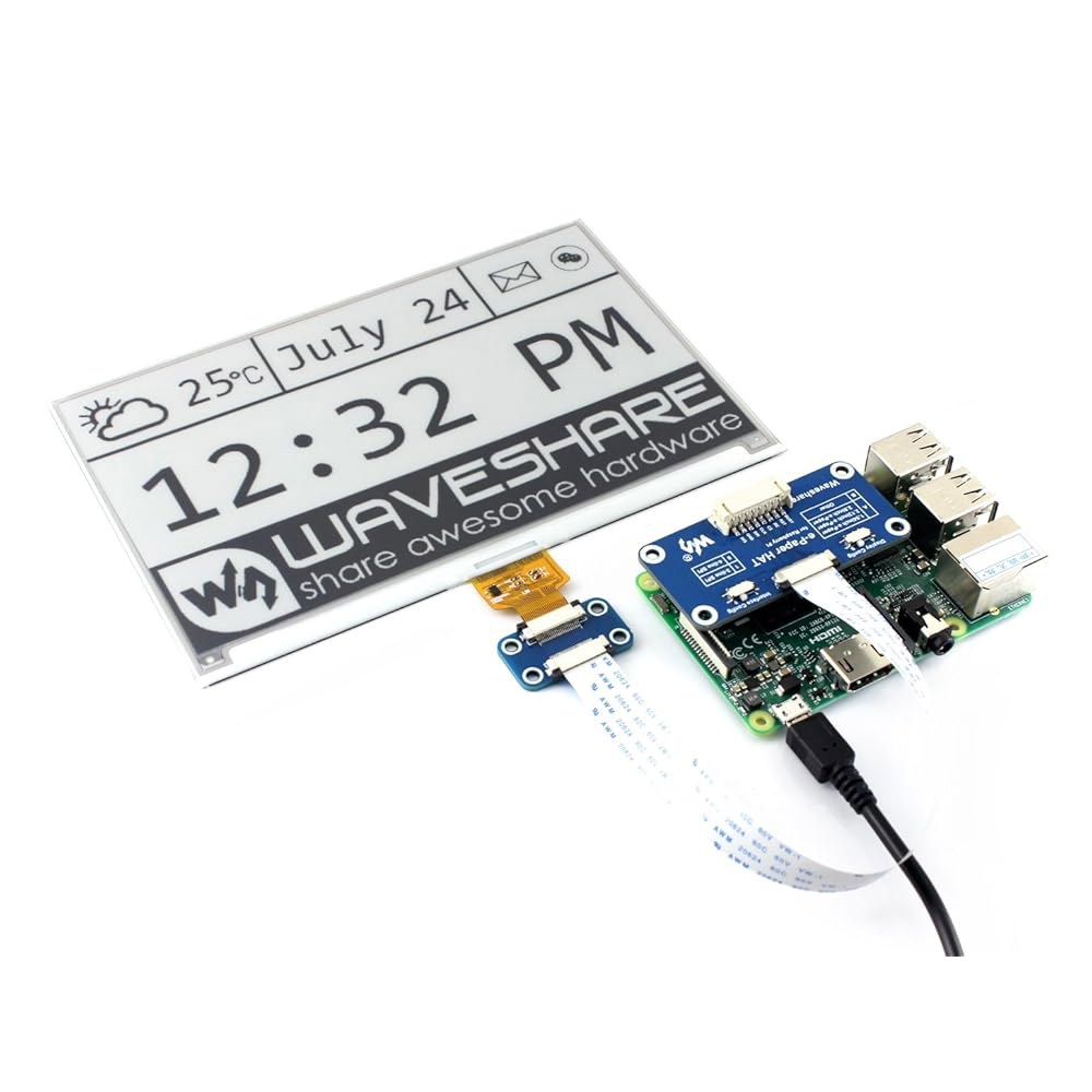 7.5인치 전자 종이 디스플레이 HAT 모듈 640x384 라즈베리 파이 2B 3B+ 4B 제로 W / 아두이노 STM32 젯슨 나노용 내장 컨트롤러 포함 E-ink 화면 - 상세 이미지 2