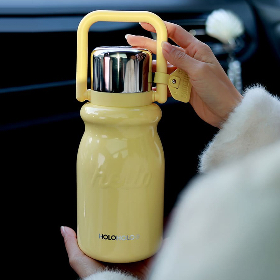 홀로홀로텀블러 원터치 빨대 보온보냉 완전밀폐 차량용 캠핑 운동 텀블러 900ml, 그린 - 상세 이미지 5