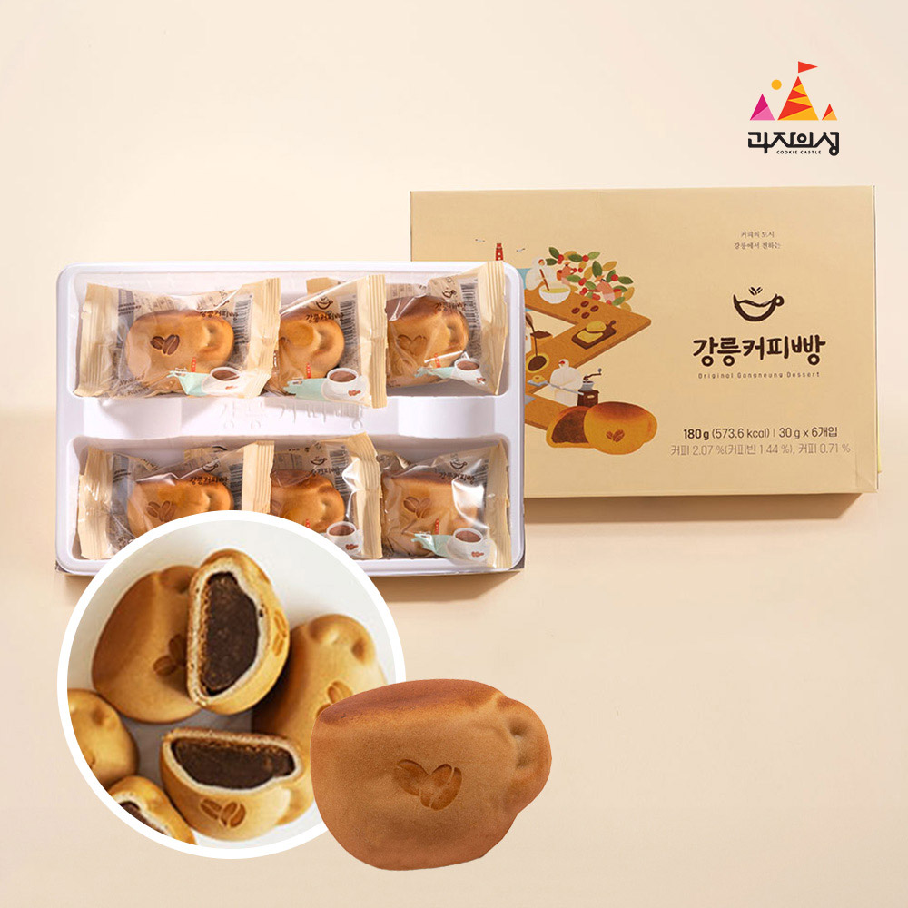 강릉 커피빵 [6개입] (개별포장) 답례품 빵선물세트 디저트 간식 - 상품 이미지
