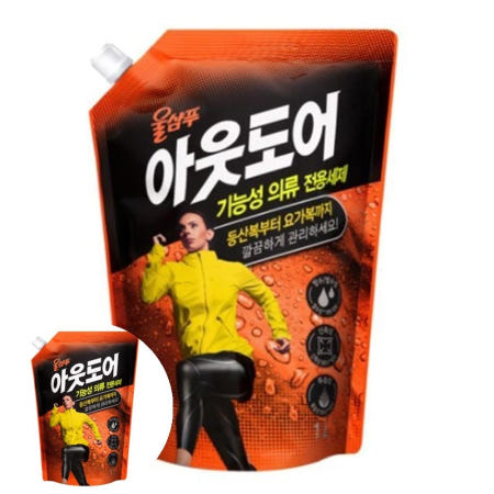 드라이 울샴푸 아웃도어 1리터 리필 등산복 요가복 세탁