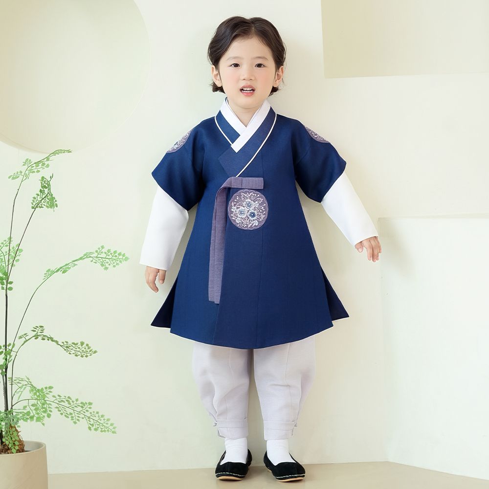 한예빔 HB80010 청운선비 남아 아동 한복 세트 어린이집 설날 추석빔 네이비 - 상세 이미지 4