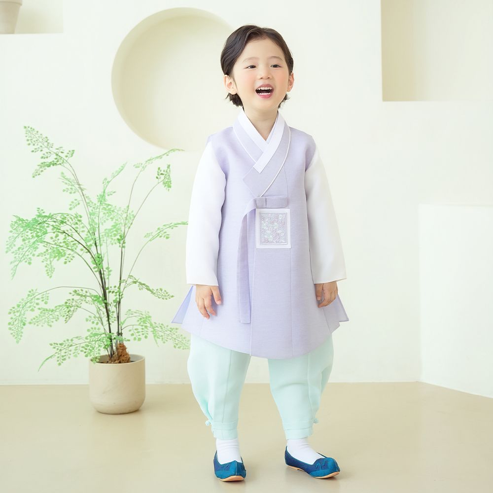 한예빔 HB80002 서광도령 남아 아동 한복 세트 어린이집 설날 추석빔 파스텔 퍼플 - 상세 이미지 3