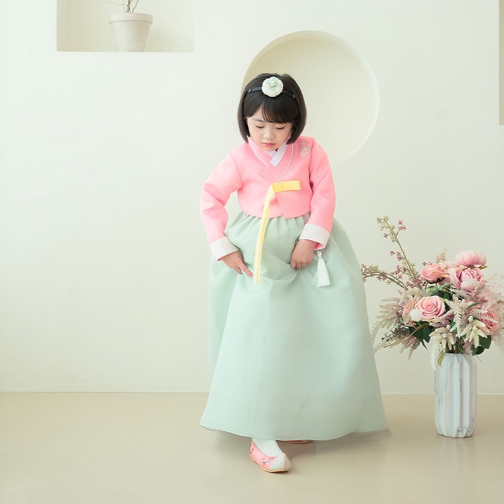 한예빔 HB70004 꽃담민아 여아 아동 한복 드레스 어린이집 설날 추석빔 핑크 저고리 - 상세 이미지 3
