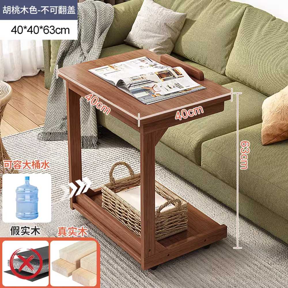 바퀴달린 테이블 이동식 트레이 간이 쇼파 책상 원목 40x65cm 원목+화이트 이미지 7