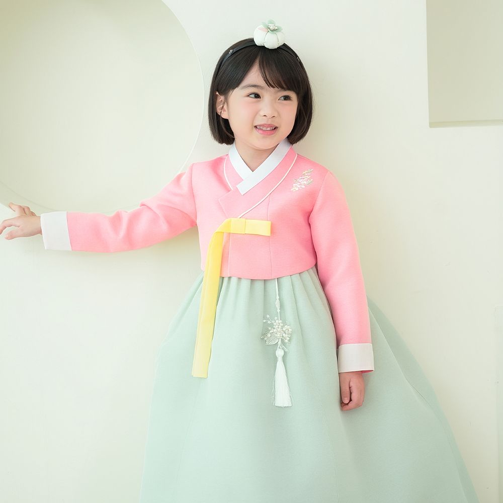 한예빔 HB70004 꽃담민아 여아 아동 한복 드레스 어린이집 설날 추석빔 핑크 저고리 - 상품 이미지