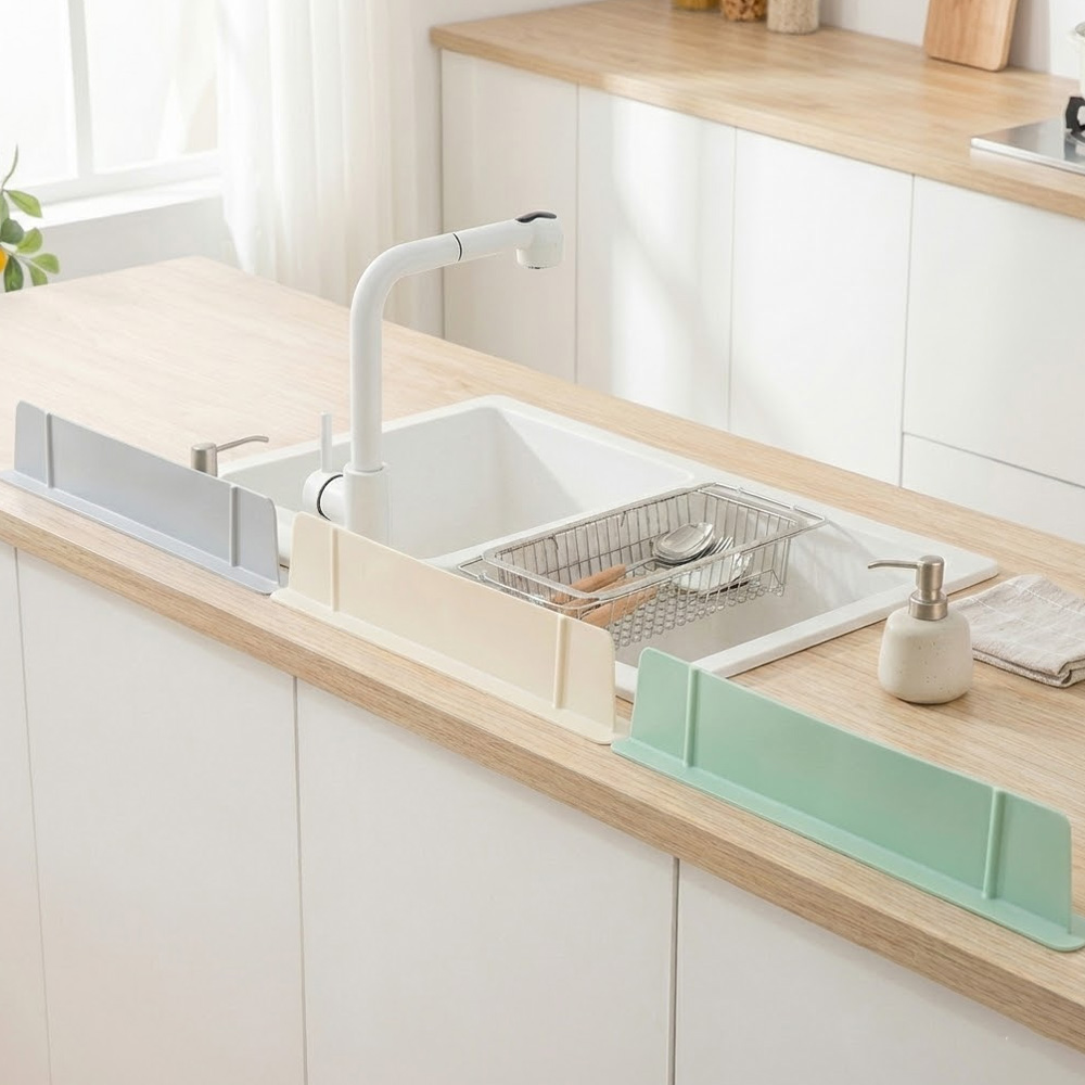 실리콘 싱크대 물막이 물받이 설거지 물 튐 방지 가림막