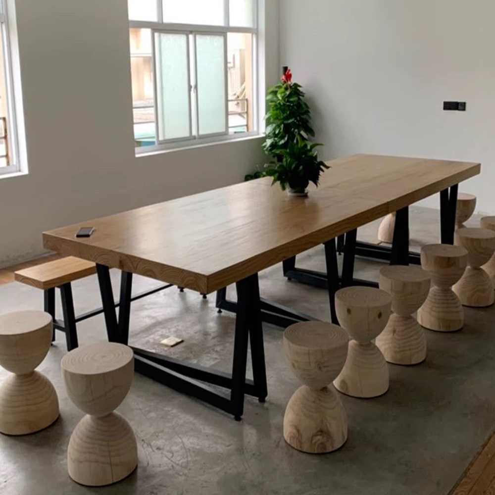 북유럽 테이블 원목 대형 사각 우드슬랩 블랙 다이닝 200x80x75cm - 상세 이미지 3