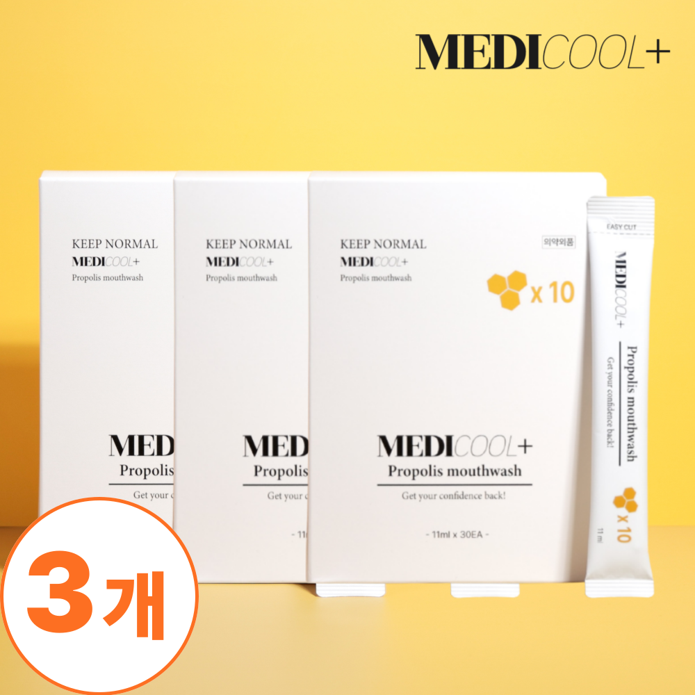 (2+1) 메디쿨 천연 프로폴리스 잇몸가글 스틱 휴대용 일회용 구강청결제 입냄새제거 잇몸염증 330ml, 3개 제품 이미지