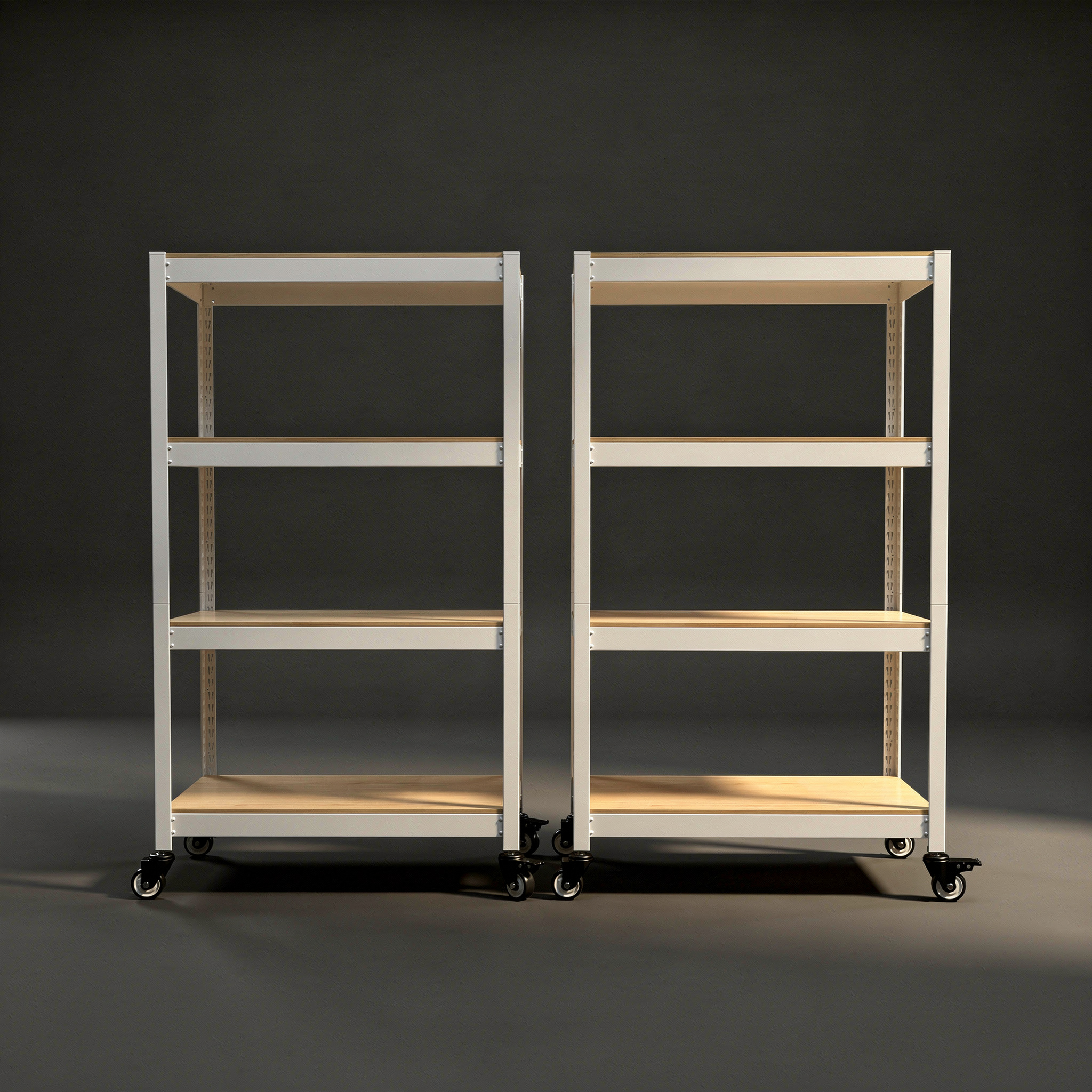 바퀴선반 바퀴달린 선반 이동식 트롤리 4단 12T합판 수납장 틈새 300300750