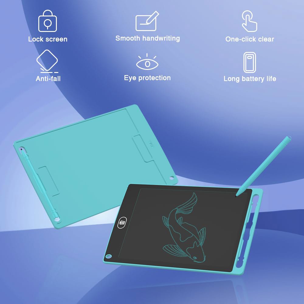[2팩] TIQUS 8.5인치 LCD 필기 태블릿 패드, 홈 오피스 주방 사용을 위한 목록 확인 메모, 청각 장애인 및 음소거 통신을 사용 [라이트 블루] - 상세 이미지 2