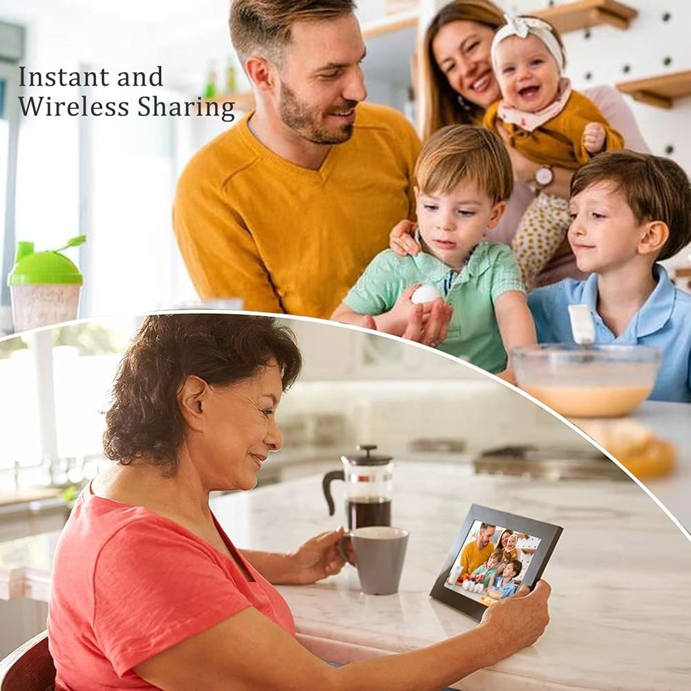 디지털 액자 WiFi 10.1인치 스마트 사진 액자, 1280x800 IPS HD 터치스크린, 자동 회전 및 슬라이드쇼, 어디서나 앱을 통해 원격으로 사진이나 동영상을 공유할 수 - 상세 이미지 2