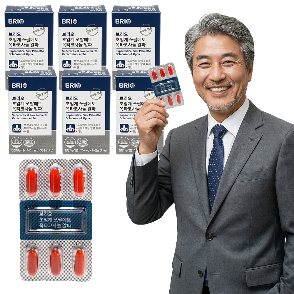 브리오 초임계 쏘팔메토 옥타코사놀 알파 / 남성 전립선 건강 영양제 30캡슐, 6개 - 상품 이미지