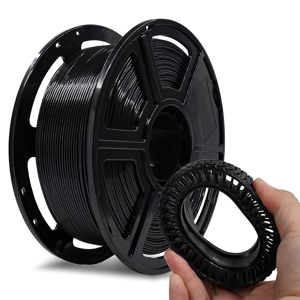 FLASHFORGE PLA 유연한 1.75mm, 4배 더 긴 신축성 3D 프린터 필라멘트 1Kg(2.2lbs) 스풀 - 치수 정확도 + /- 0.02mm, 소프트 액세서리 인쇄에 - 상품 이미지
