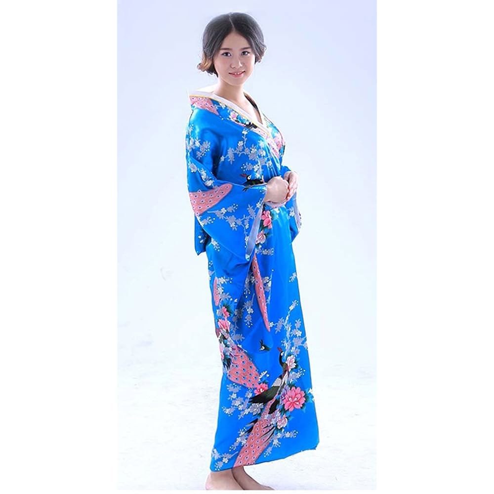 Botanmu 여성용 공작 기모노 로브 코스튬 일본 하늘색 색상, 5가지 사진 드레스 코스프레 Sky Blue - 상세 이미지 2