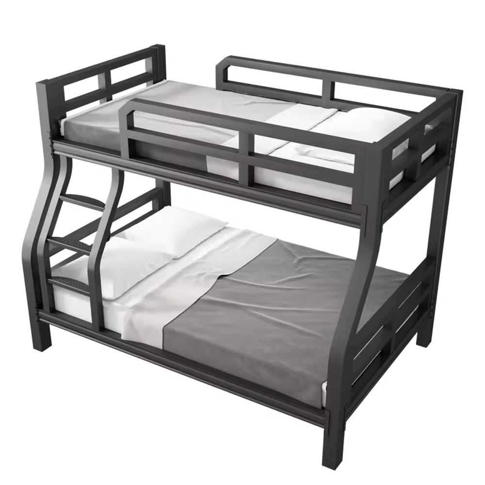 이층침대 철제 프레임 기숙사 숙소 쌍둥이 싱글 베드 1.8x2m (블랙) - 상세 이미지 2