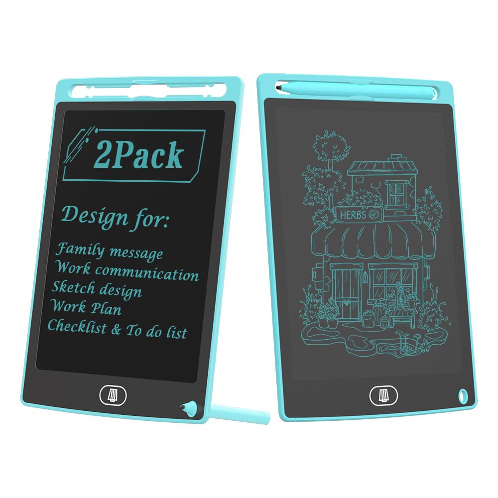 [2팩] TIQUS 8.5인치 LCD 필기 태블릿 패드, 홈 오피스 주방 사용을 위한 목록 확인 메모, 청각 장애인 및 음소거 통신을 사용 [라이트 블루] - 상품 이미지