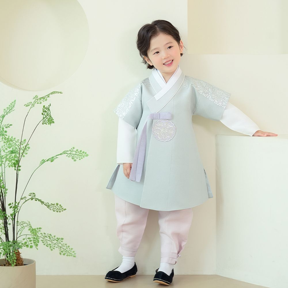 한예빔 HB80009 설담도령 남아 아동 한복 세트 어린이집 설날 추석빔 파스텔 그레이 - 상세 이미지 2