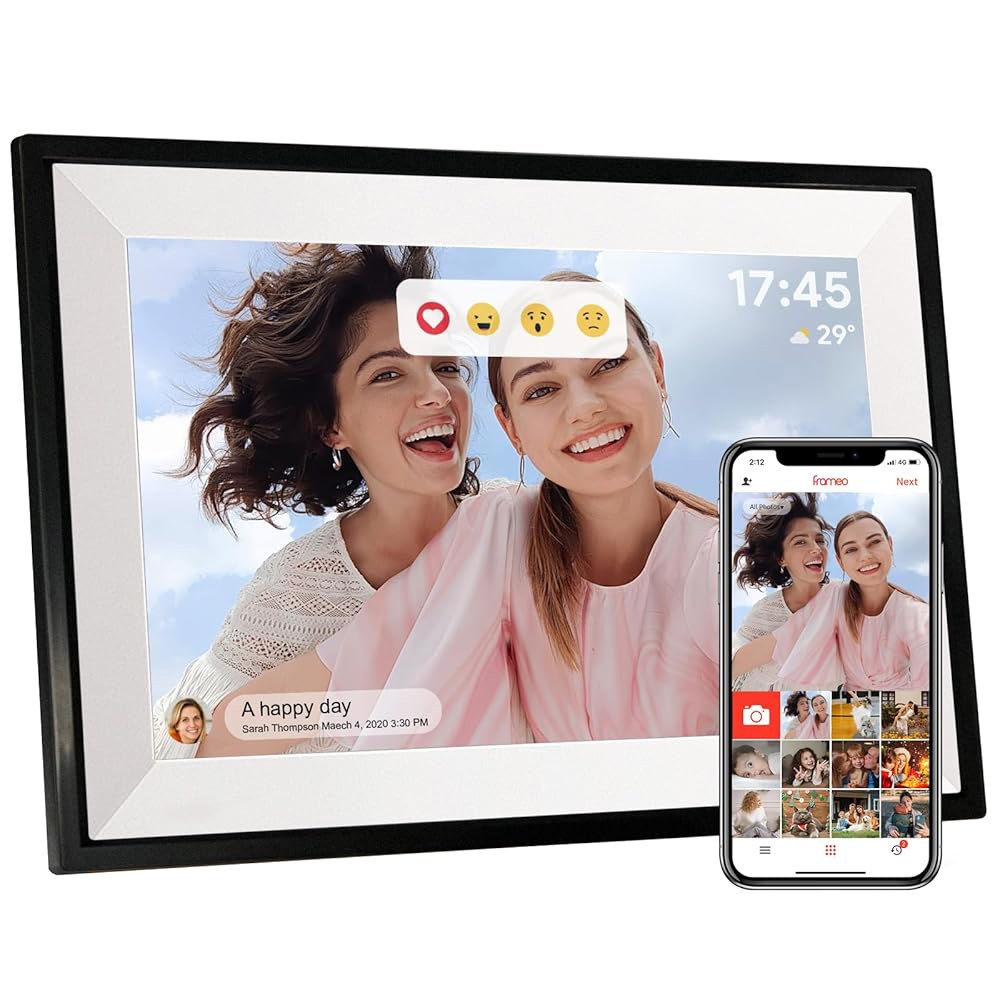 Framo 10.1인치 WiFi 디지털 액자, 사진 액자 전자 HD IPS 터치 스크린 1280x800 32GB, 월 마운트형 스마트 클라우드 슬라이드쇼, 휴대폰에서 사진을 어디든 - 상품 이미지