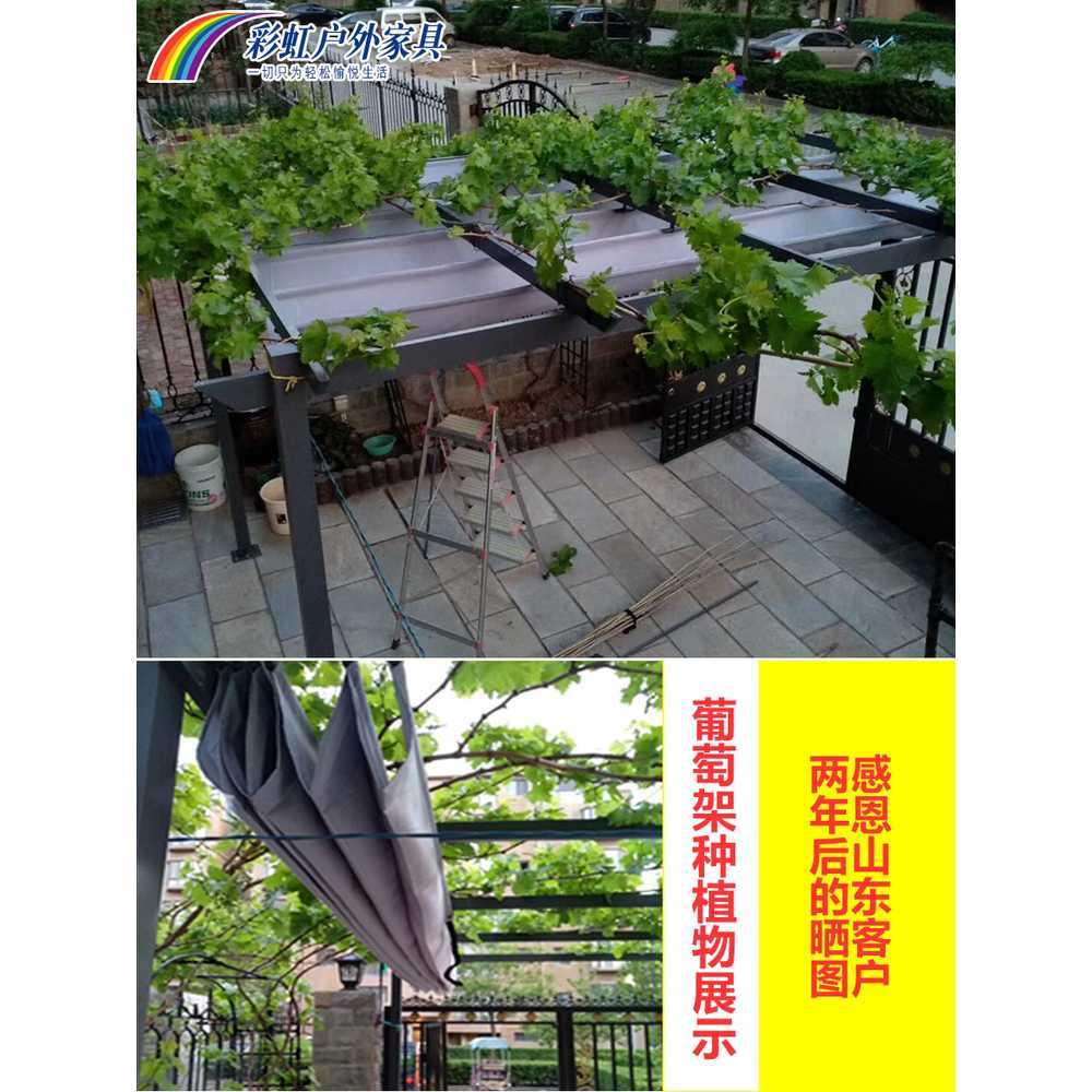 철제 프레임 야외 가제보 캐노피 쉼터 파고라 루프탑 벽걸이 3x4m 그레이 - 상세 이미지 5