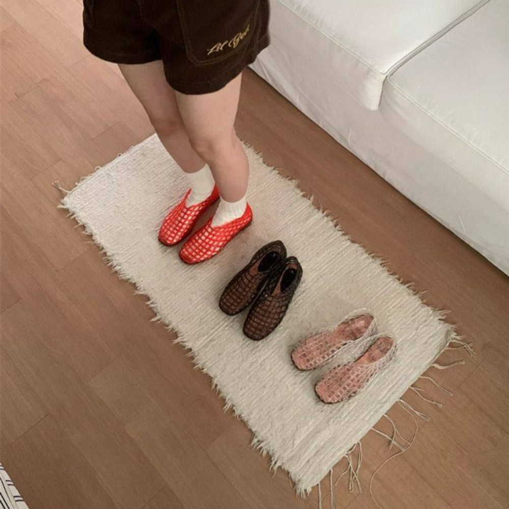 망사 젤리 샌들 플랫 매쉬 메시 발편한 가벼운 여성 투명 아쿠아 슈즈 - 상세 이미지 3