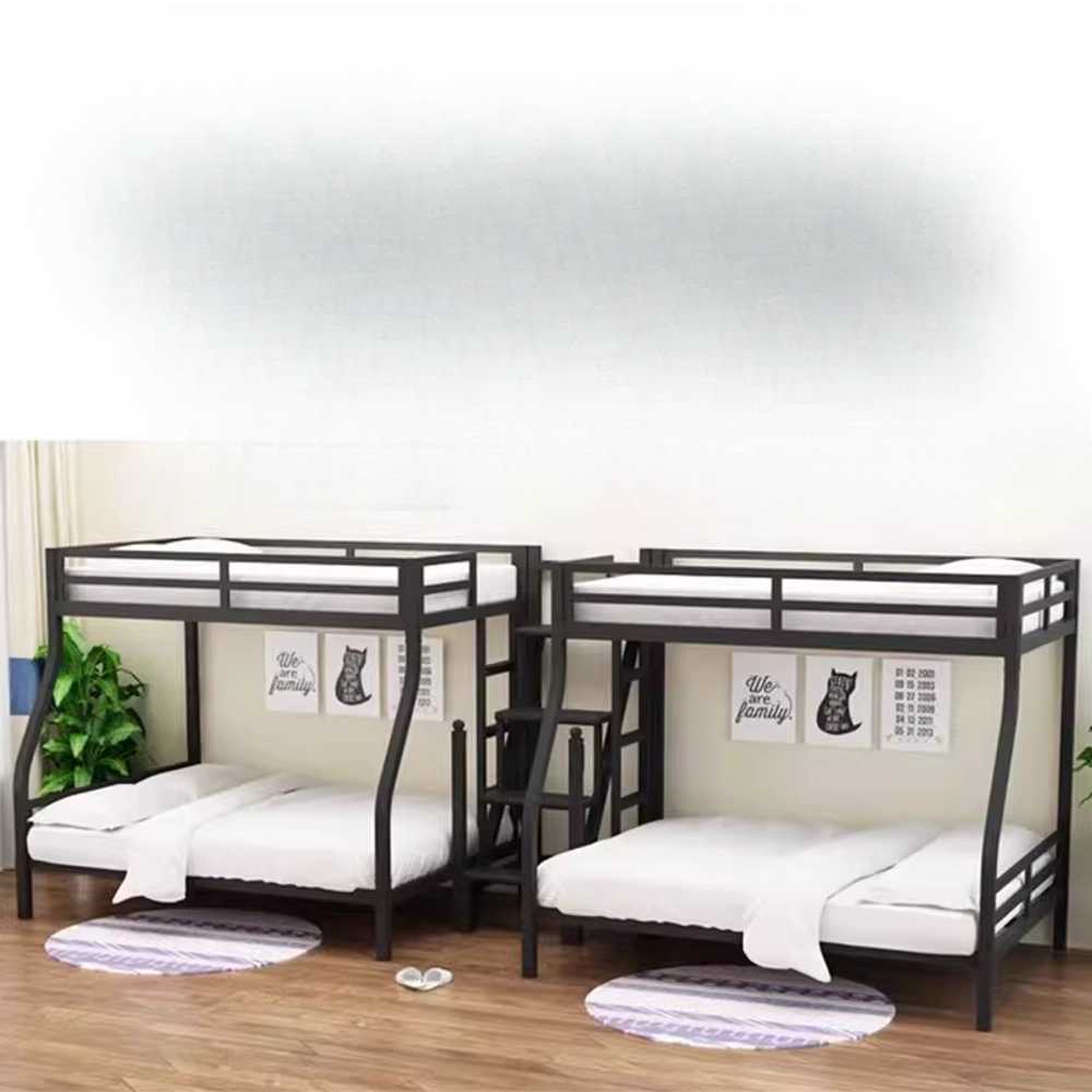 기숙사침대 철제2층 쌍둥이 숙소용 싱글 퀸이층베드 A형 0.9x1.9m+1.2x1.9m(블랙) - 상세 이미지 4
