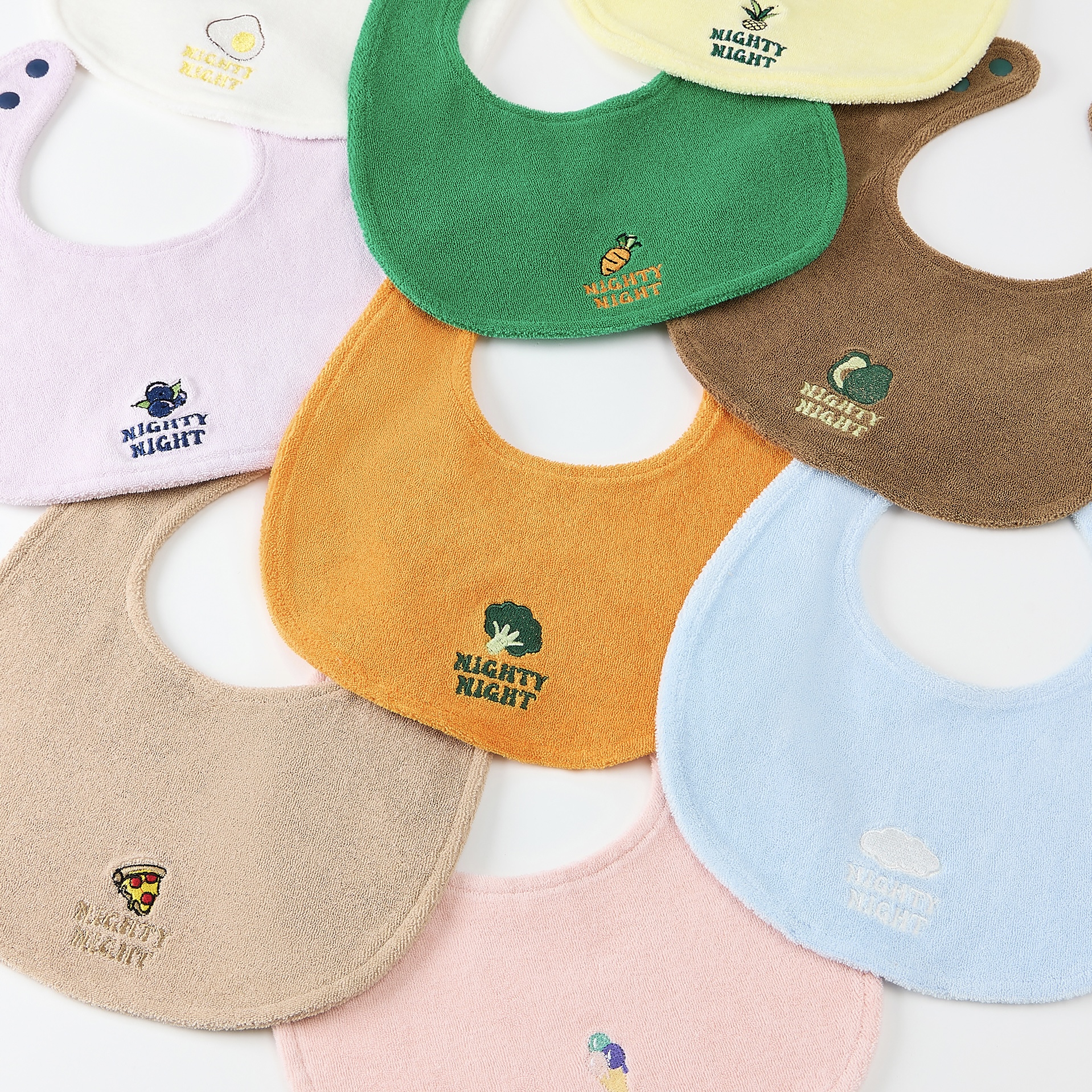 [나이티나잇] 아기턱받이 신생아 침받이 테리빕 순면턱받이