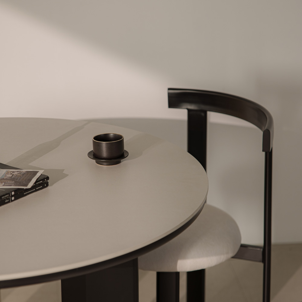 오아르 원목 포세린 세라믹 원형 식탁 테이블 1200