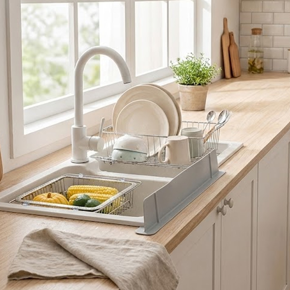 실리콘 싱크대 물막이 물받이 설거지 물 튐 방지 가림막