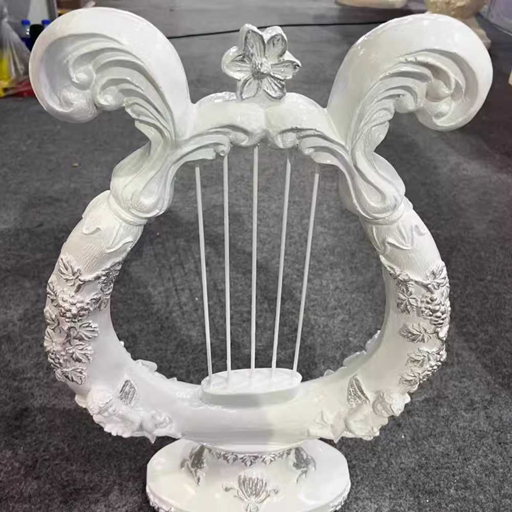 하프 모형 웨딩 컨셉 오브제 조형물 데코 장식품 엔틱 73x46cm A형 골드 하프 - 상품 이미지