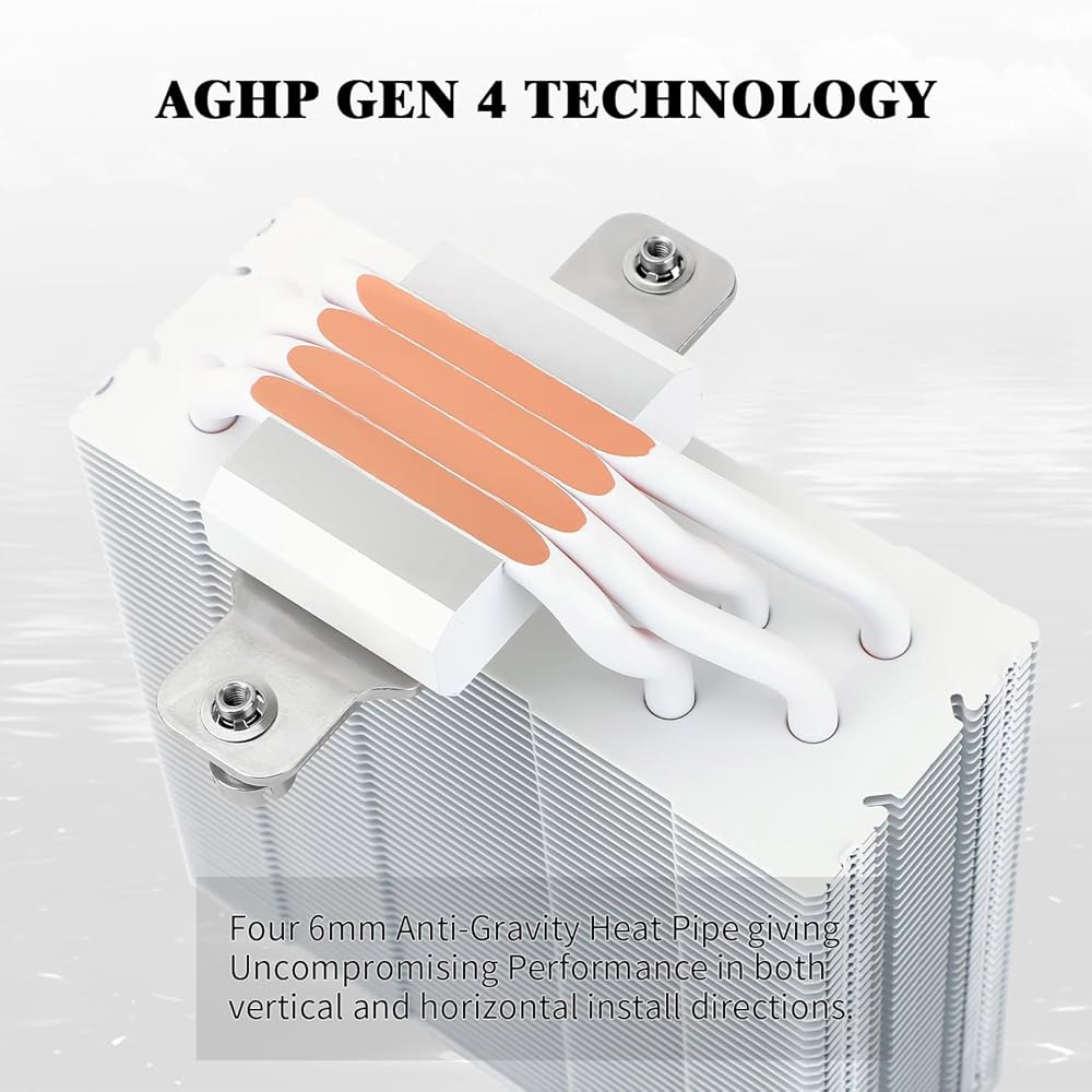 써멀라이트 어쌔신 스피릿 120 EVO 화이트 ARGB CPU 에어 쿨러, 2000RPM 속도, 히트파이프 4개, S-FDB 베어링 포함 12cm 콰이어트 PWM 팬 AMD AM4 - 상세 이미지 2
