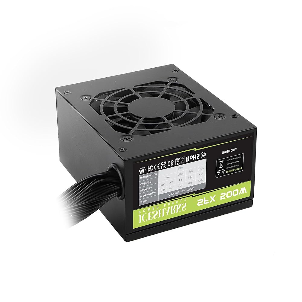 ICEHARKS SFX 전원 공급 장치 500w 액티브 PFC PSU, 110-240V, 저소음 데스크탑 게임 서버 폼 팩터 컴퓨터 ICEHARKS,Black - 상세 이미지 3