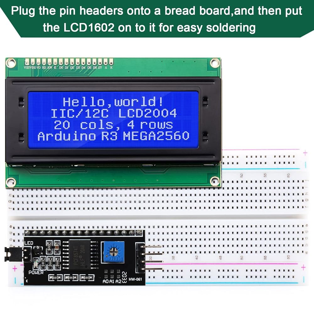 Weewooday 4set Iic TWI I2c LCD 시리얼 인터페이스 어댑터 및 아두이노 R3 Mega2560(LCD 2004 20 x 4, 블루)과 호환되는 액정 디스플레이 - 상세 이미지 2