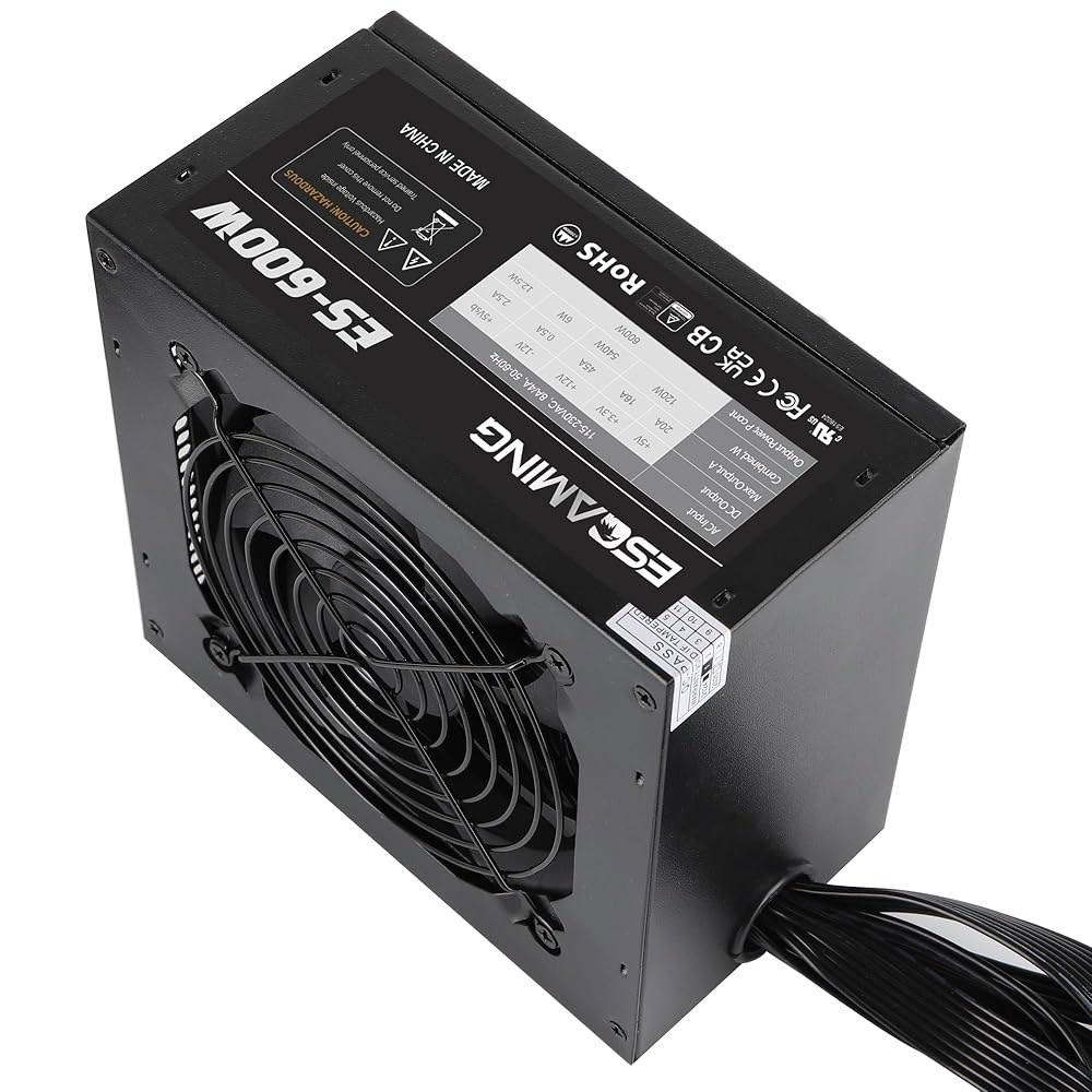 600W ATX 전원 공급 장치 PSU, 120mm 초조용 냉각 팬을 갖춘 ESGAMING 모든 보호 기능 600W - 상세 이미지 2
