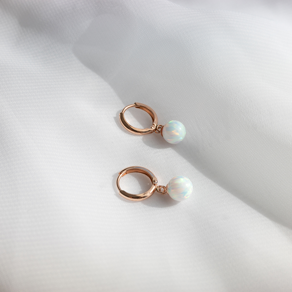 14k 6mm 합성오팔 원터치 귀걸이 OPPE0194 이미지 6