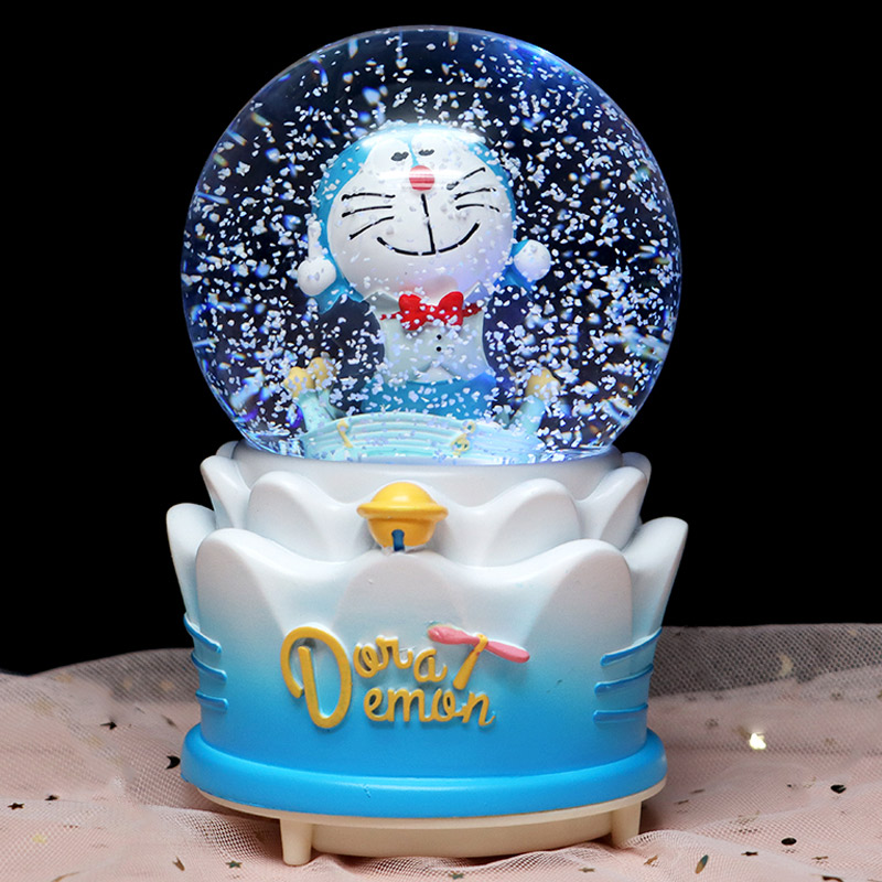 도라에몽 오르골 스노우볼 수정 구슬 회전 무드등 생일 선물 장식 인테리어 워터볼 별들고있는중간A - 상세 이미지 4