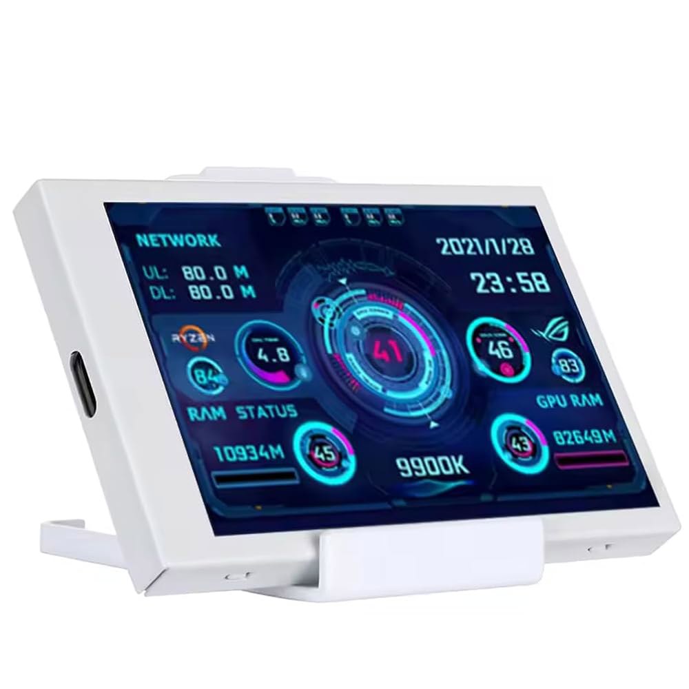 Ukrmon 3.5인치 IPS USB 미니 스크린 AIDA64 PC CPU RAM HDD 데이터 모니터 컴퓨터 온도 디스플레이 타입-C 서브 화이트 - 상품 이미지