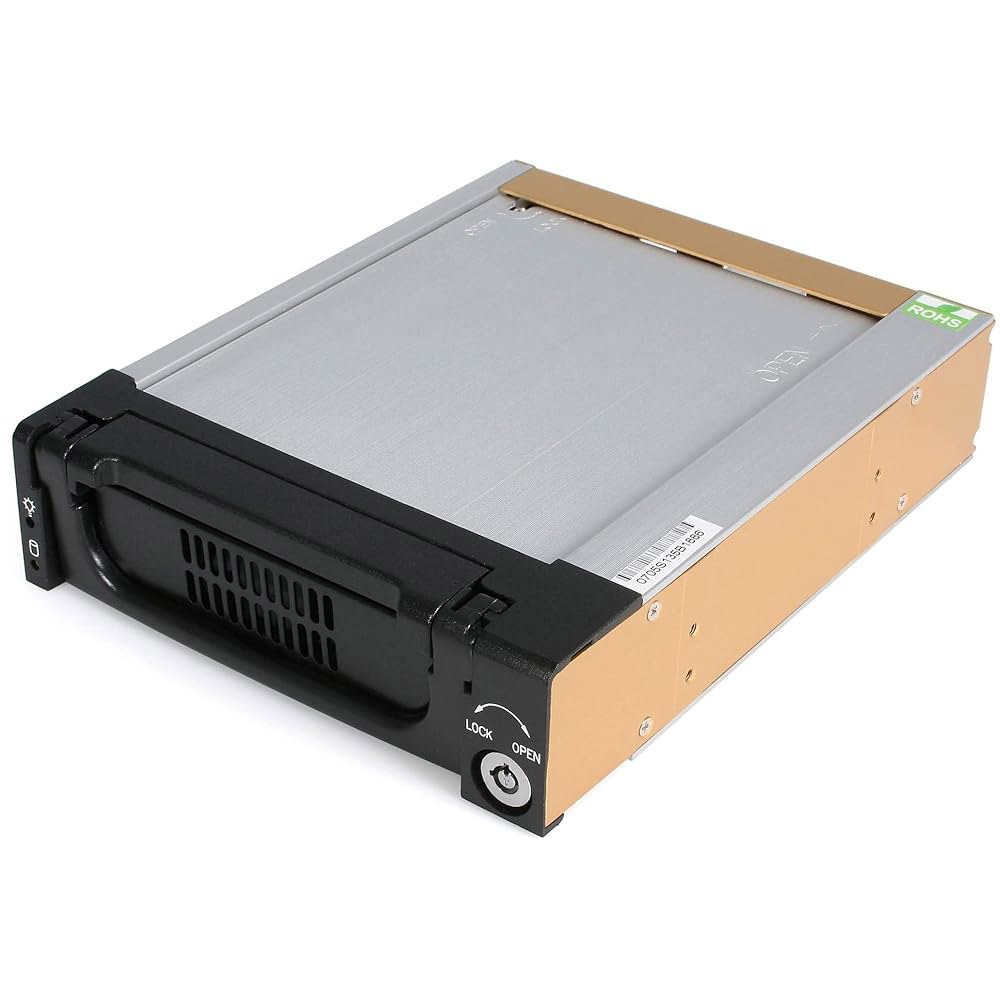 StarTech.com 5.25인치 러기드 SATA 하드 드라이브 모바일 랙 서랍 - 알루미늄 탈착식 베이(DRW150SATBK), 블랙 Tray-less - 상품 이미지