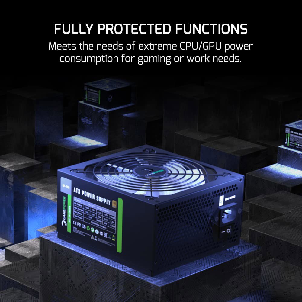 GamePower Gp-750 PC 전원 공급 장치 750W, 80 플러스 브론즈 인증, 85 효율성, 단일 +12V 레일, 저소음 14CM 팬, 게이밍 PC, 데스크탑, ATX, - 상세 이미지 2