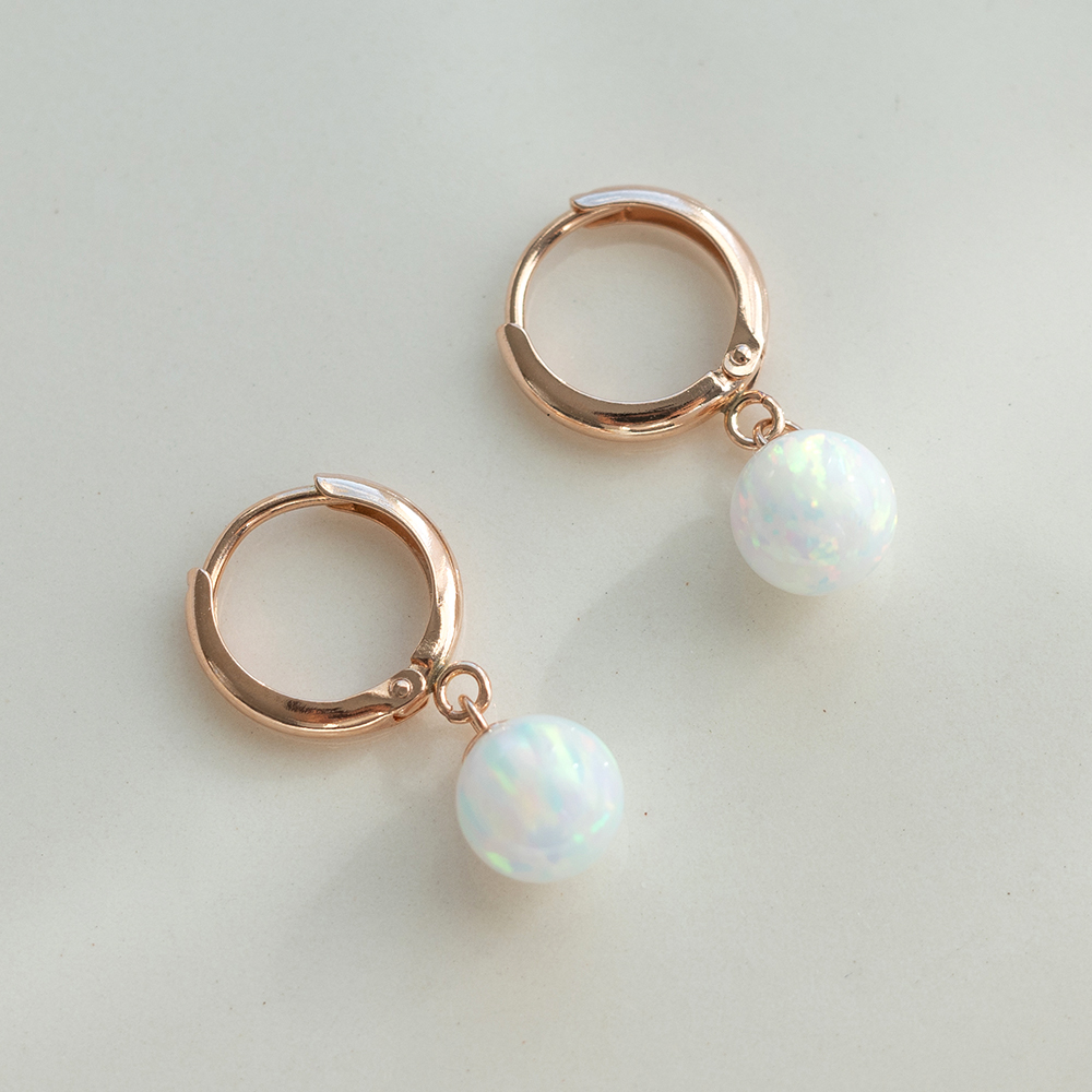 14k 6mm 합성오팔 원터치 귀걸이 OPPE0194 - 상세 이미지 3