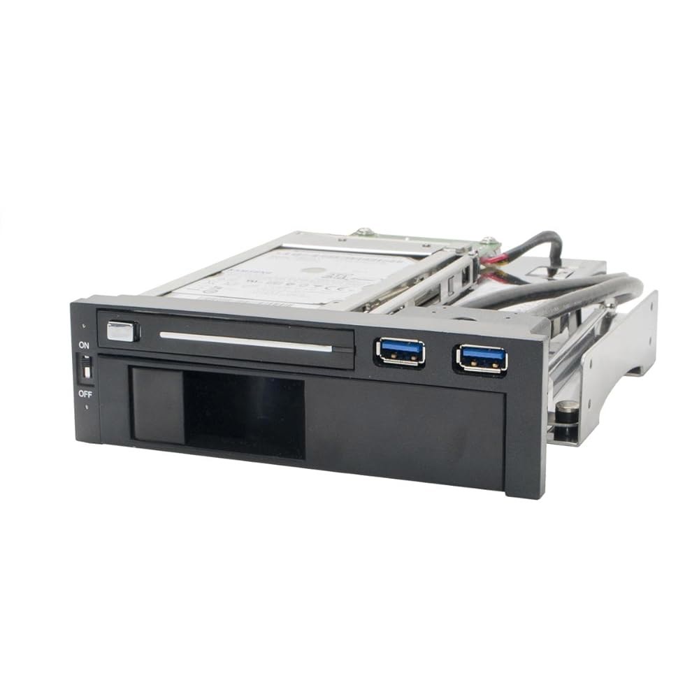3.5인치 및 2.5인치 Syba SY-MRA55006 5.25인치 베이 트레이리스 모바일 랙, 추가 2포트 USB 3.0, 블랙/화이트 포함 Sata III HDD - 상품 이미지