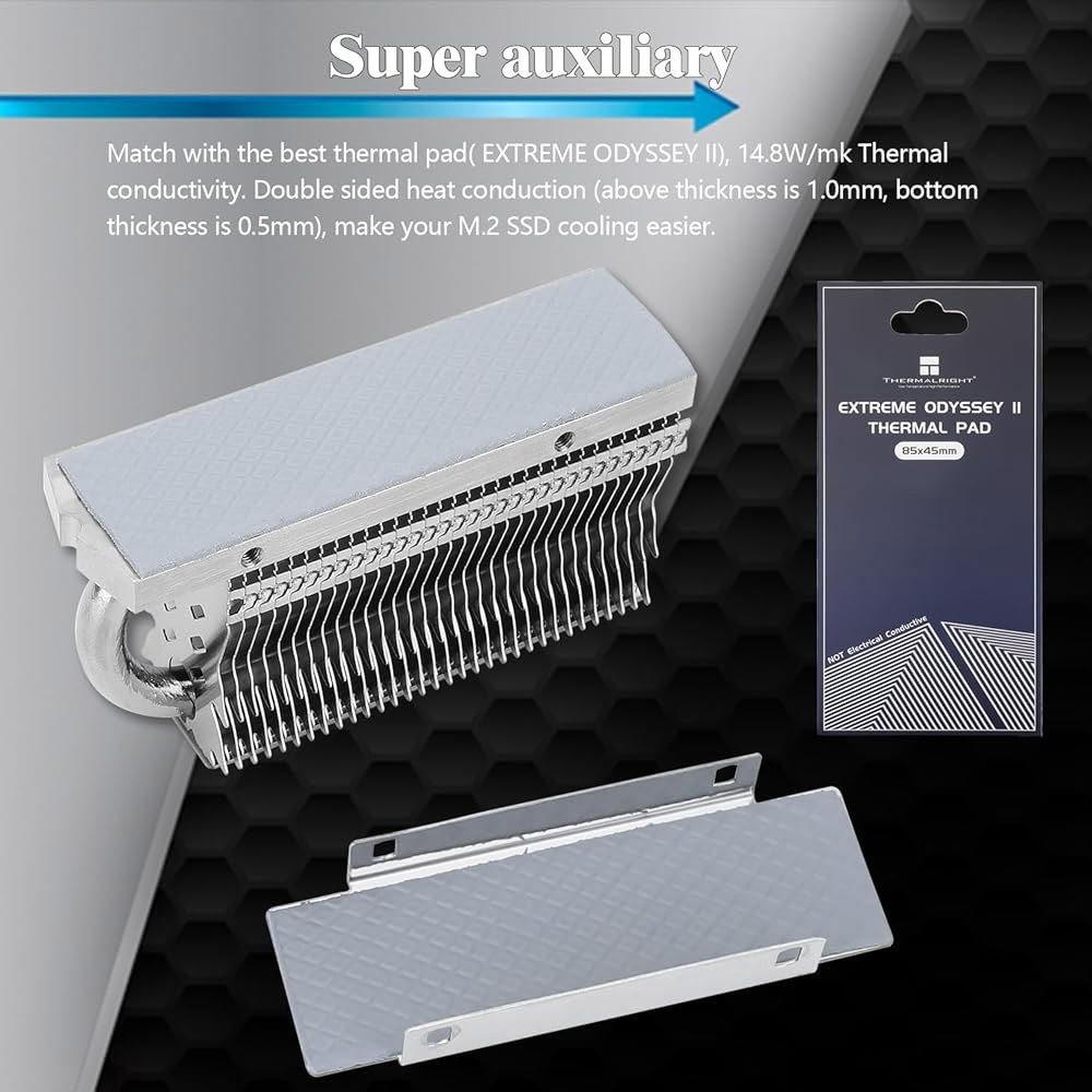 써멀라이트 HR-09 2280 SSD 히트싱크, M.2 하드 디스크, 컴퓨터 및 PC용 써멀 실리콘 패드 포함, 히트 파이프, 양면 싱크, 리플로우 납땜 공정 포함 - 상세 이미지 3